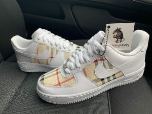 Custom Air Force 1 White With Burberry Plaid Pattern