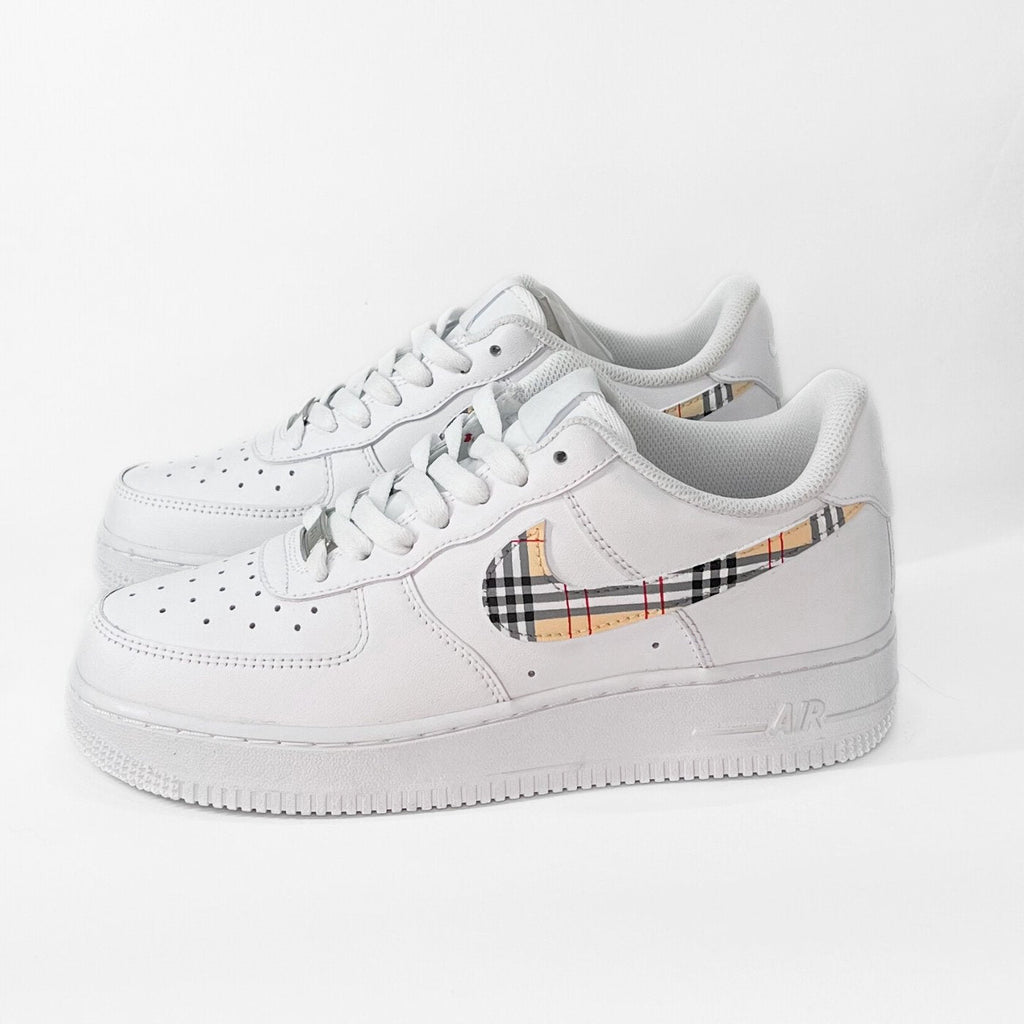 Custom Air Force 1 White With Checkered Pattern