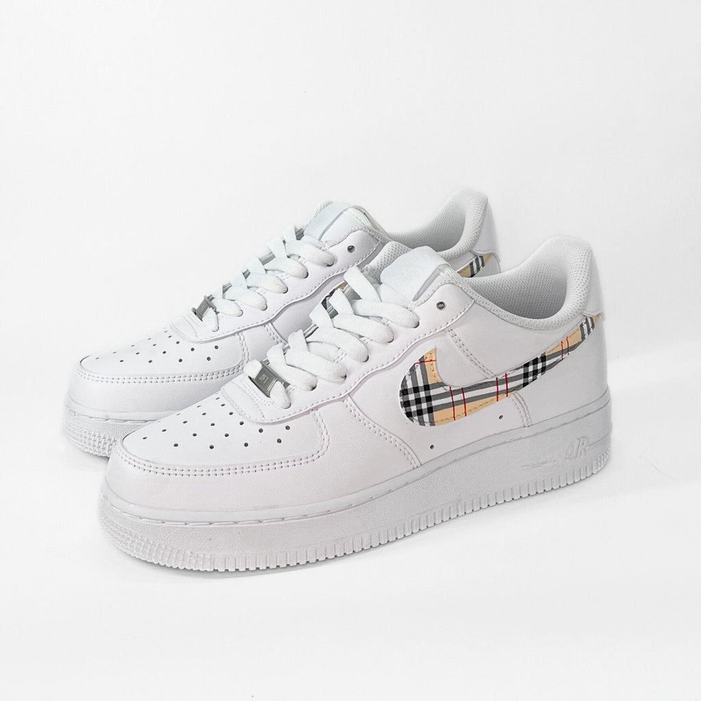 Custom Air Force 1 White With Checkered Pattern