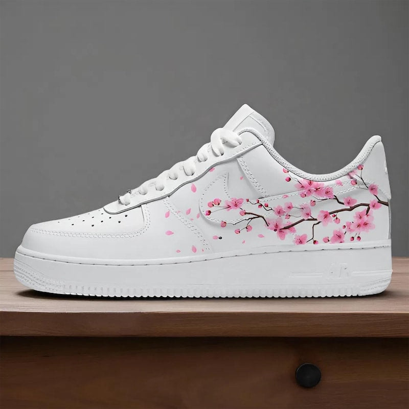 Custom Air Force 1 White With Cherry Blossom Design