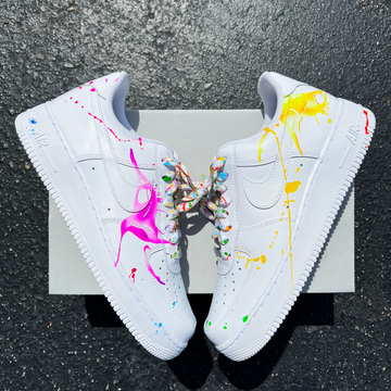 Custom Air Force 1 White With Colorful Splatter Patterns
