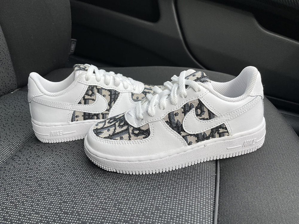 Custom Air Force 1 White With Dior - like Pattern
