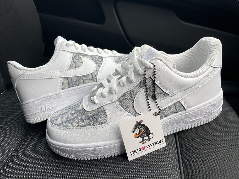Custom Air Force 1 White With Dior Logo Pattern