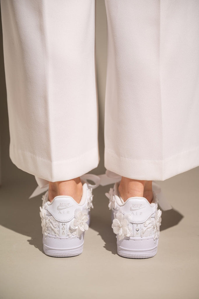 Custom Air Force 1 White With Floral Embellishments