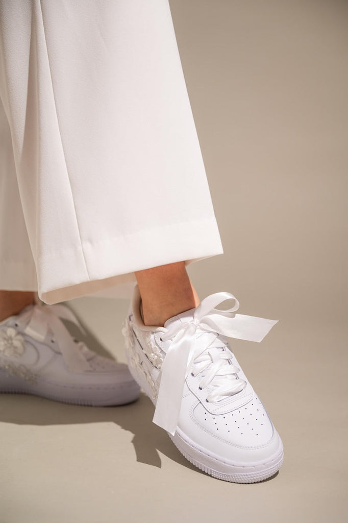 Custom Air Force 1 White With Floral Embellishments