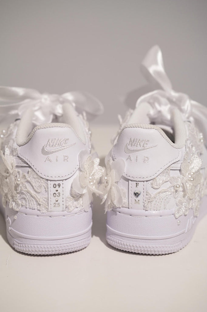 Custom Air Force 1 White With Floral Embellishments