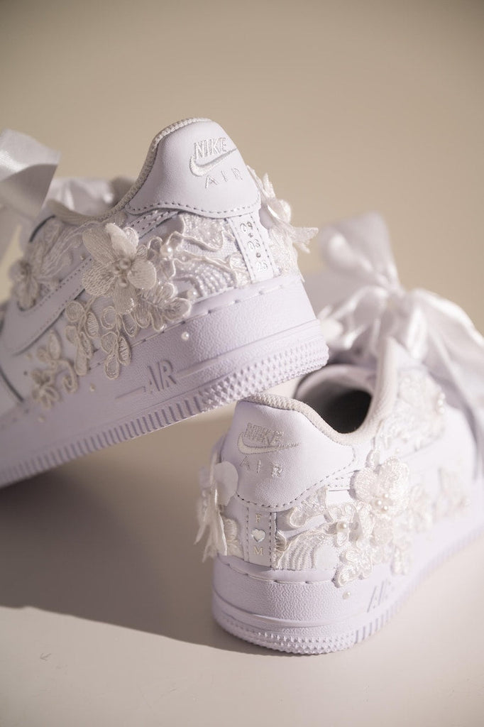 Custom Air Force 1 White With Floral Embellishments
