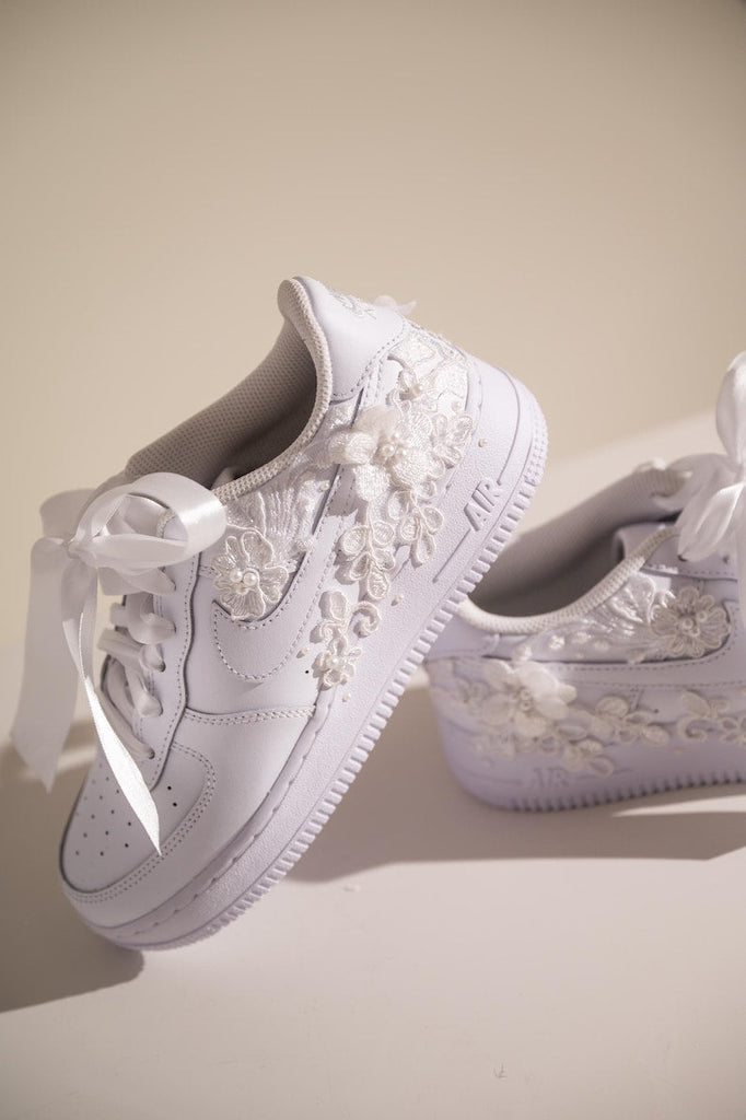 Custom Air Force 1 White With Floral Embellishments