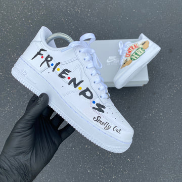 Custom Air Force 1 White With Friends And Smelly Cat Fonts