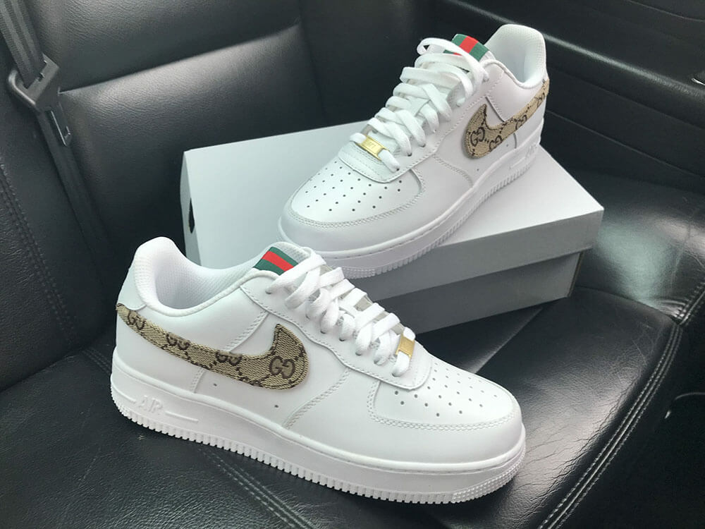 Custom Air Force 1 White With GG Logo Pattern