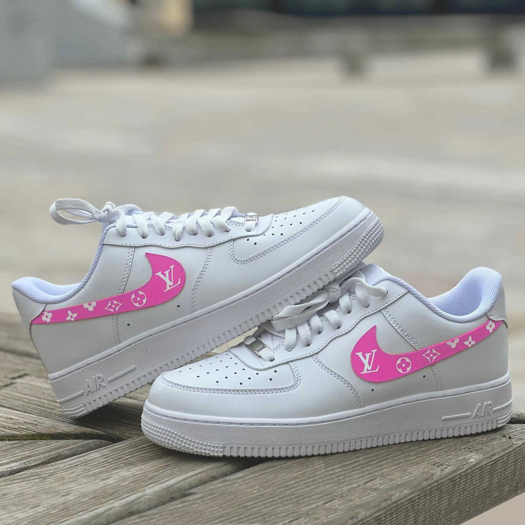 Custom Air Force 1 White With Pink LV Patterns
