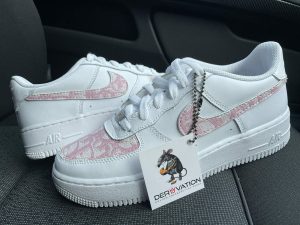 Custom Air Force 1 White With Pink Pattern And Dior Logo