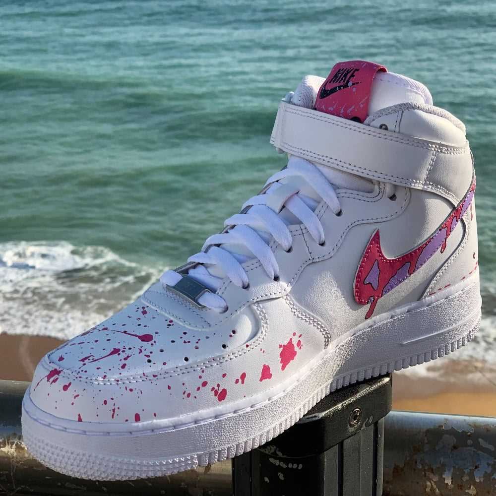 Custom Air Force 1 White With Pink Splatte