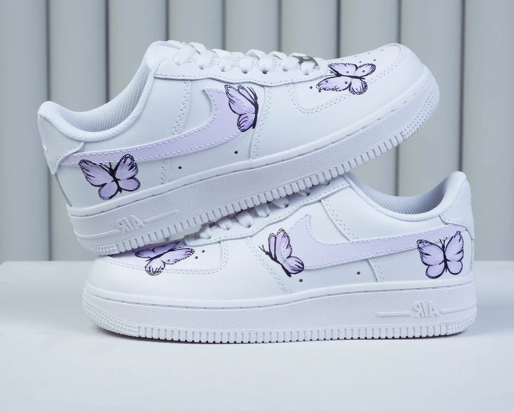 Custom Air Force 1 White With Purple Butterflies