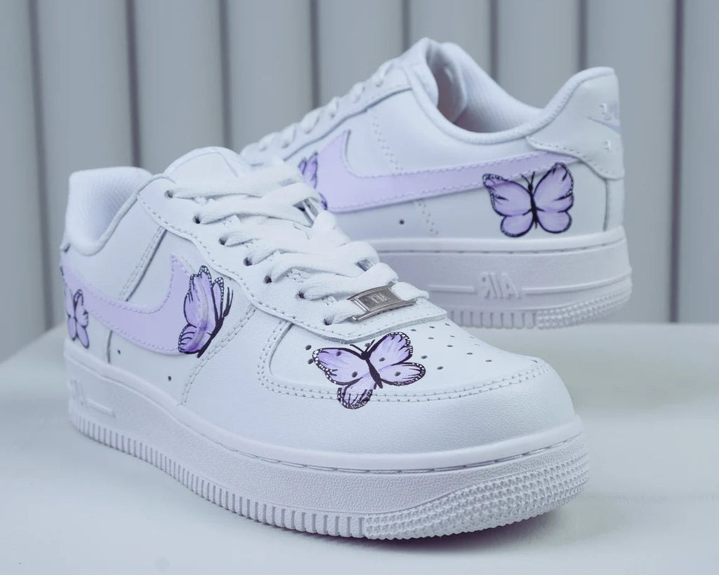 Custom Air Force 1 White With Purple Butterflies