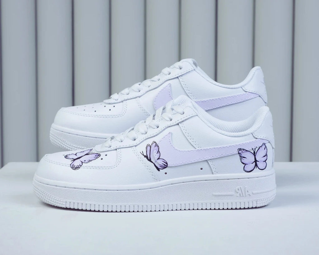 Custom Air Force 1 White With Purple Butterflies