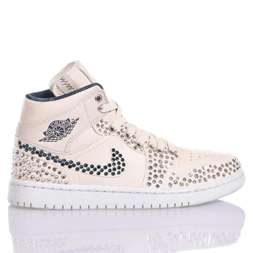 Custom Air Jordan 1 Beige With Rhinestones