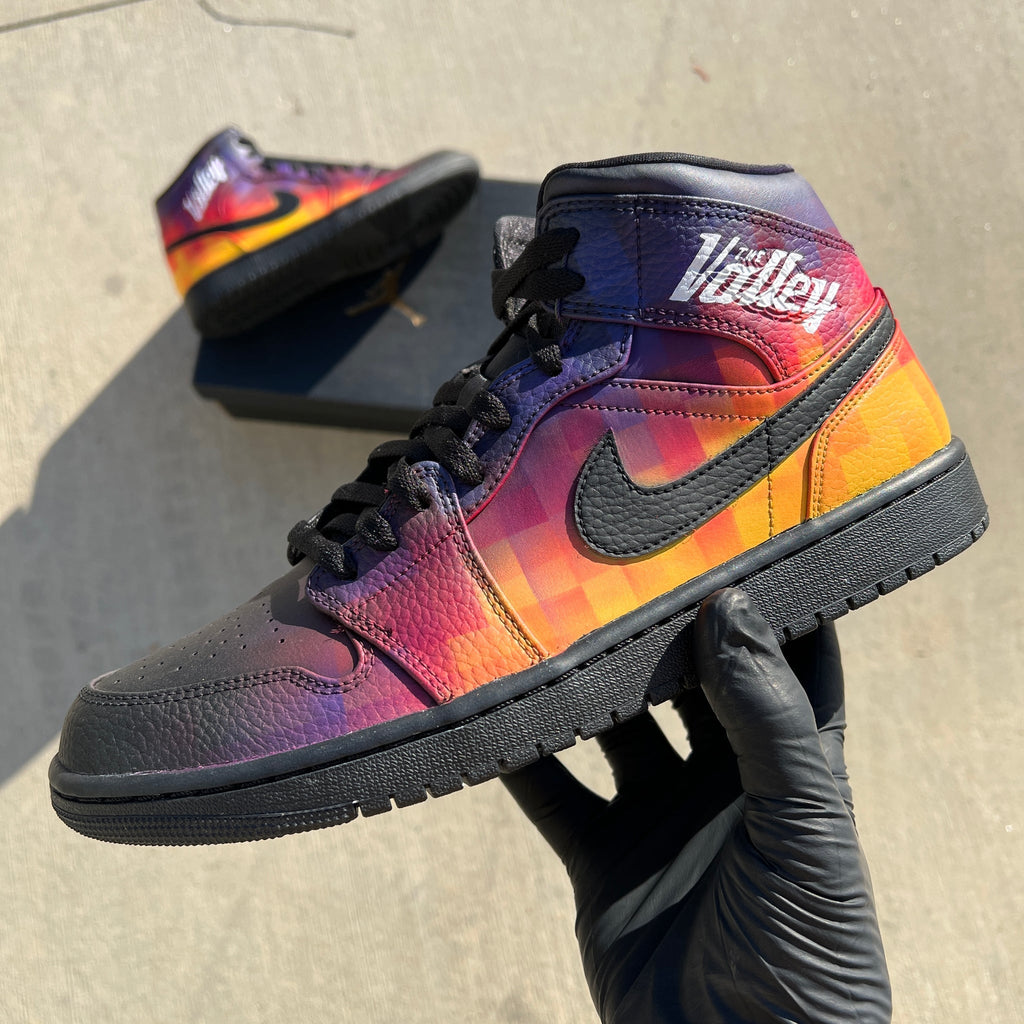 Custom Air Jordan 1 Black Multicolor Checkered