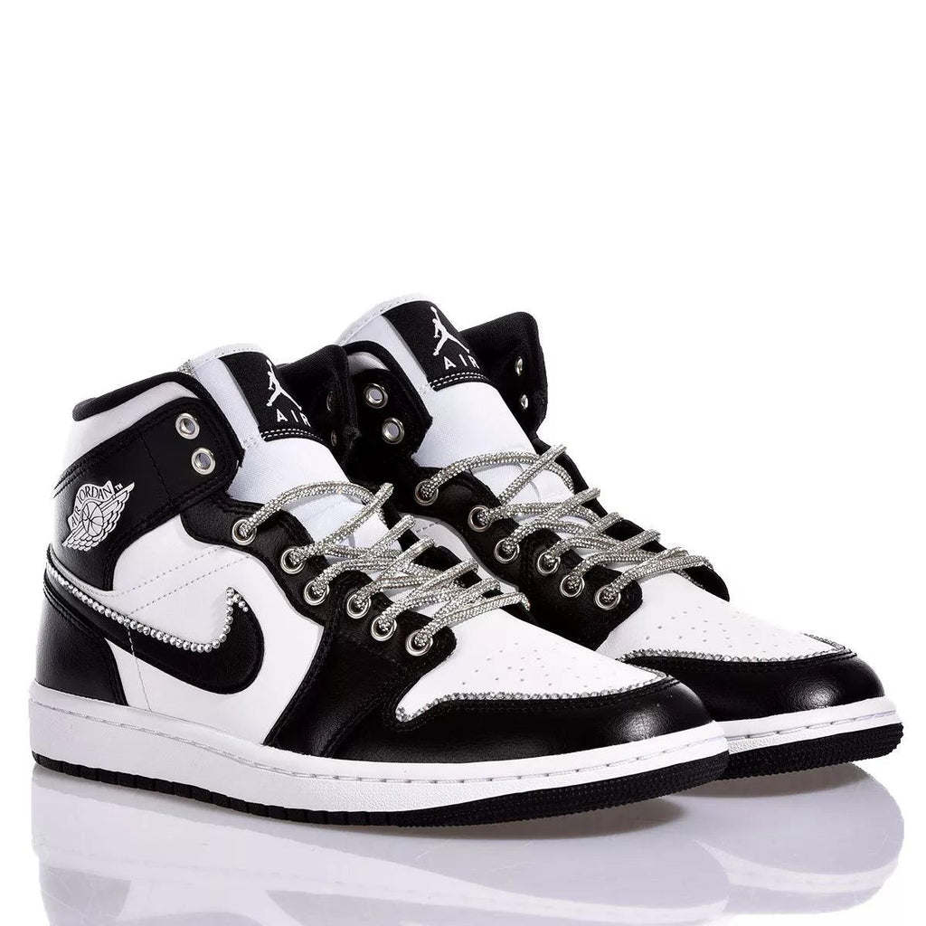 Custom Air Jordan 1 Black White With Rhinestones