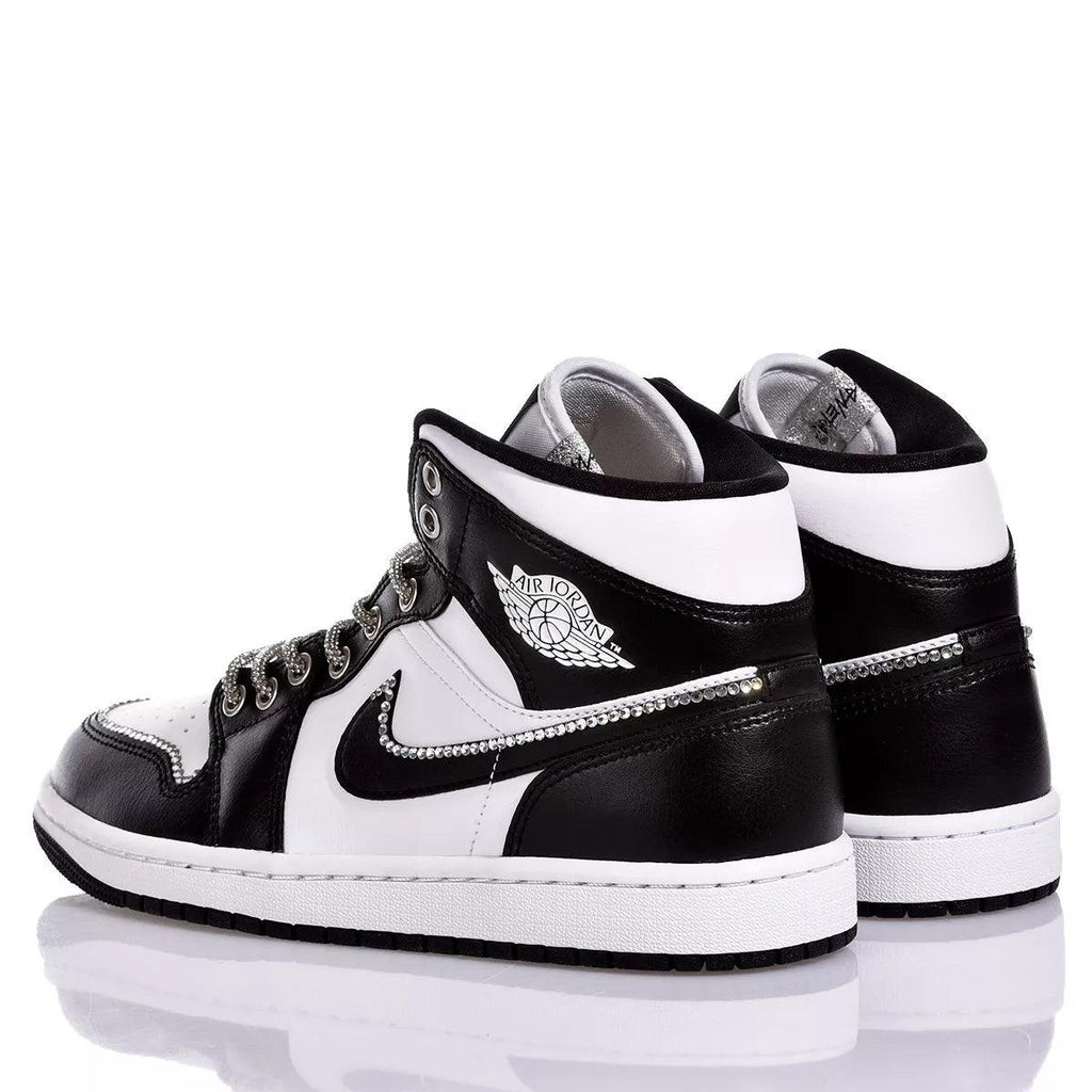 Custom Air Jordan 1 Black White With Rhinestones