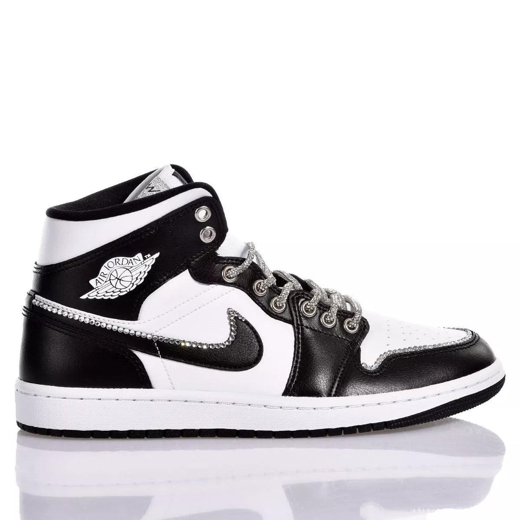 Custom Air Jordan 1 Black White With Rhinestones