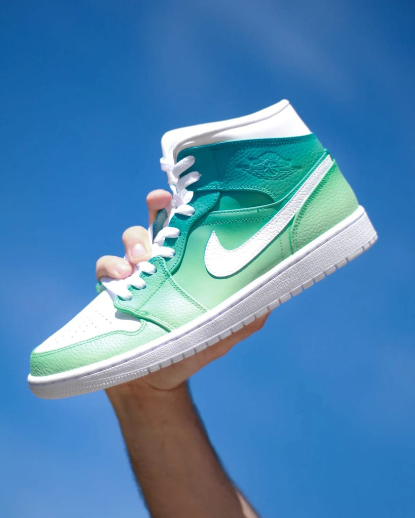 Custom Air Jordan 1 Green White Gradient