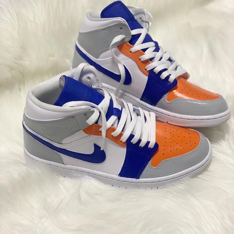 Custom Air Jordan 1 Grey White Blue Orange