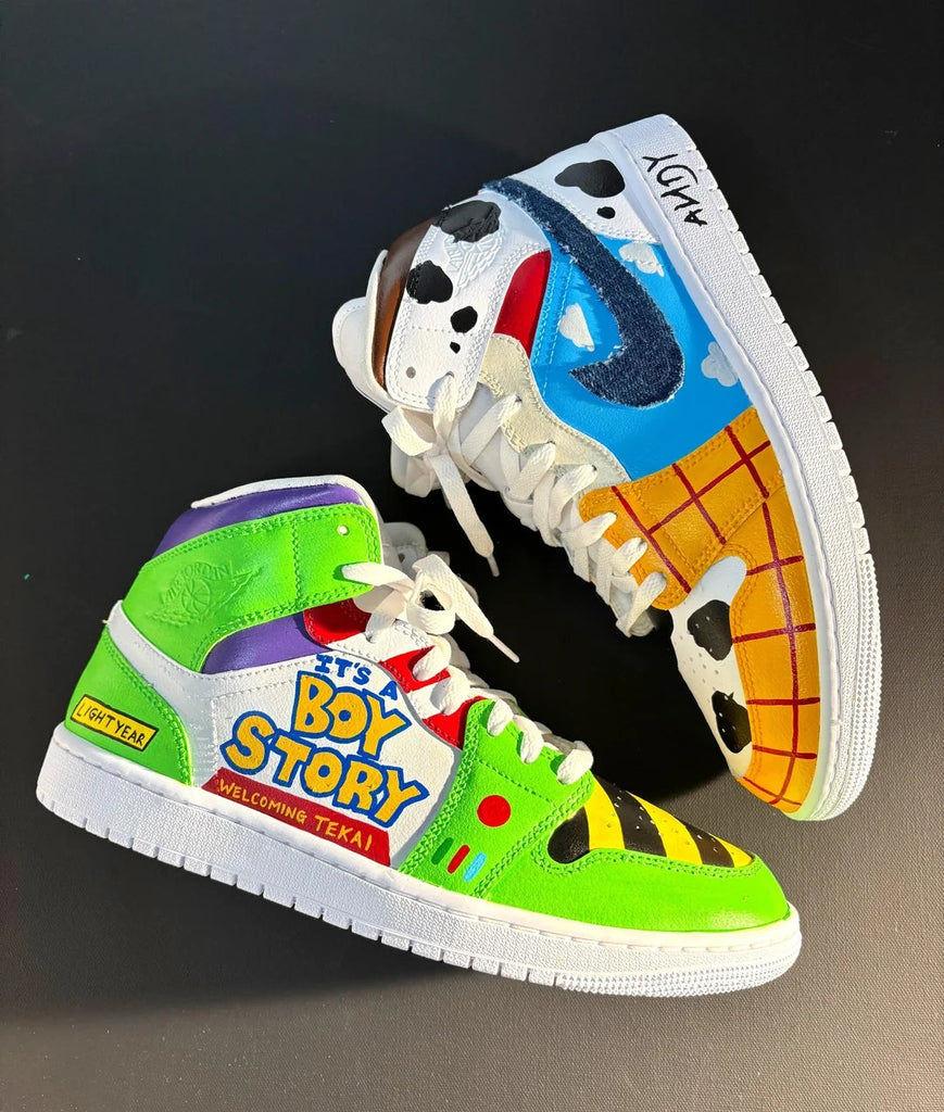 Custom Air Jordan 1 Multicolor Cartoon Pattern