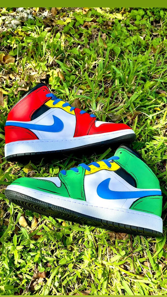Custom Air Jordan 1 Red Green White Mario Theme