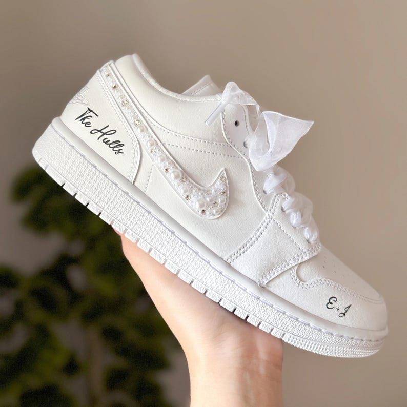 Custom Air Jordan 1 White Pearl And Bows