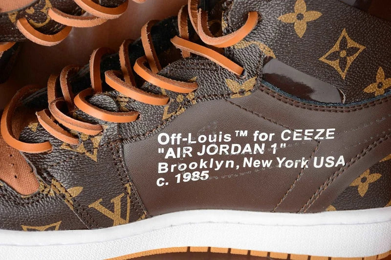 Custom Air Jordans Travis Scott Orange Brown LV Pattern