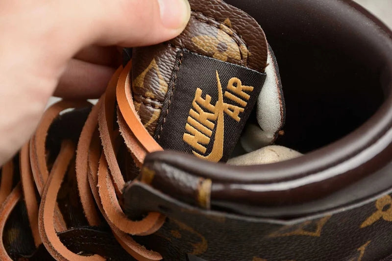 Custom Air Jordans Travis Scott Orange Brown LV Pattern