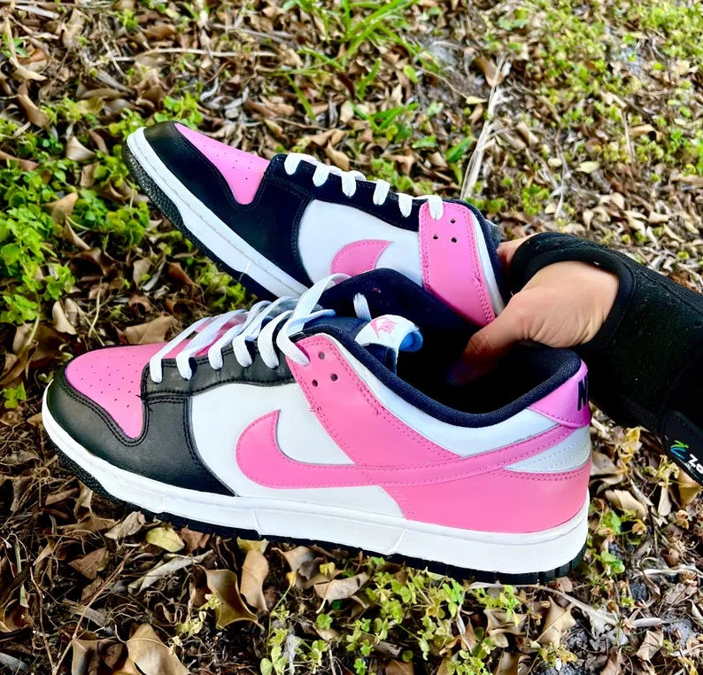 Custom Dunk Baby Pink Black White Design