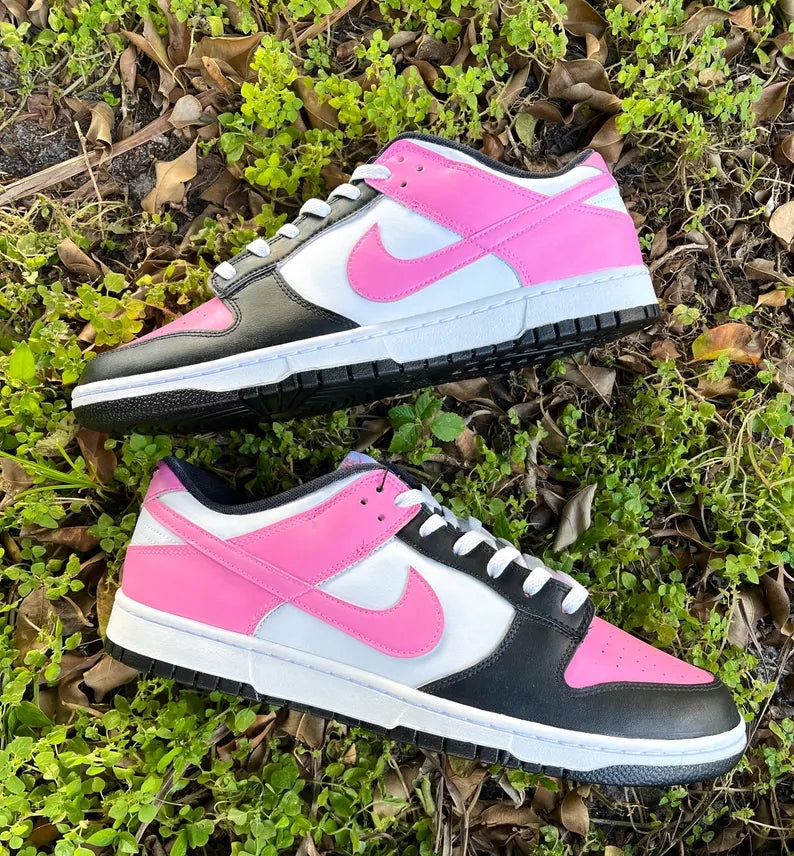 Custom Dunk Baby Pink Black White Design