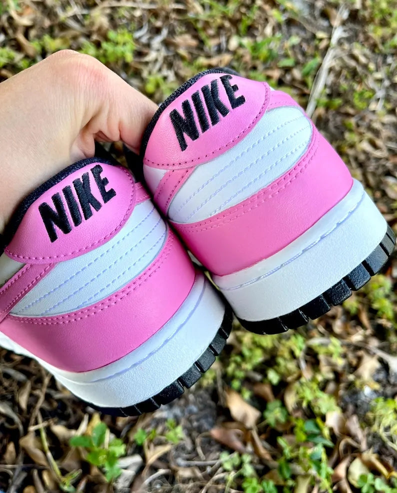 Custom Dunk Baby Pink Black White Design