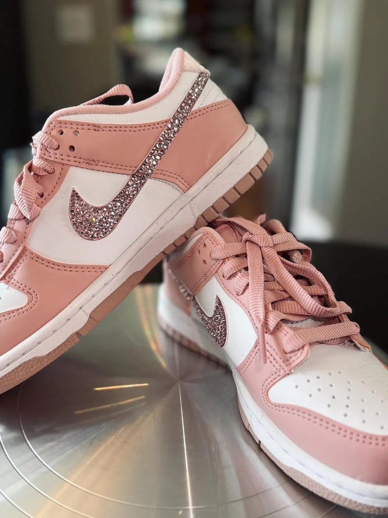 Custom Dunk Baby Pink Glitter Rhinestones Swoosh