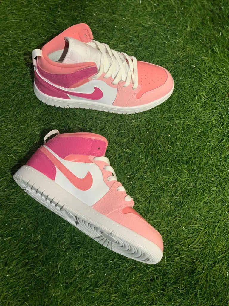 Custom Dunk Baby Pink White And Dark Pink Design