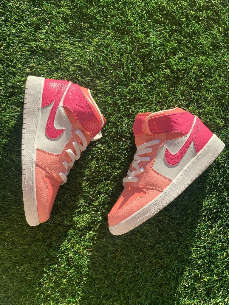 Custom Dunk Baby Pink White And Dark Pink Design