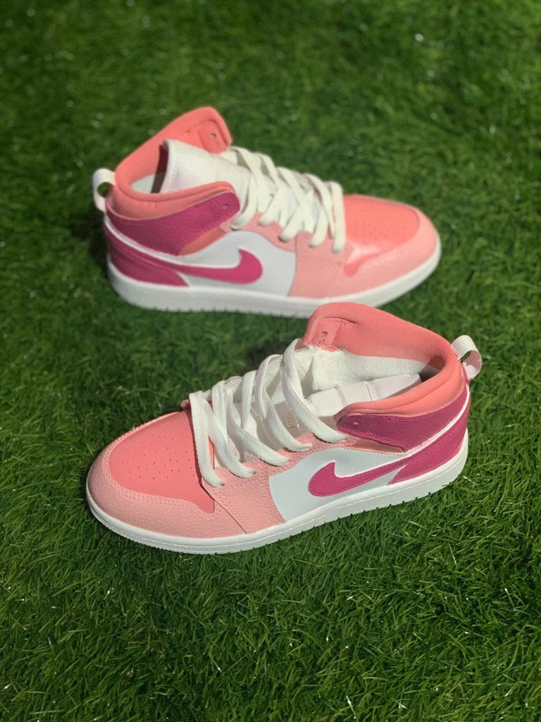 Custom Dunk Baby Pink White And Dark Pink Design