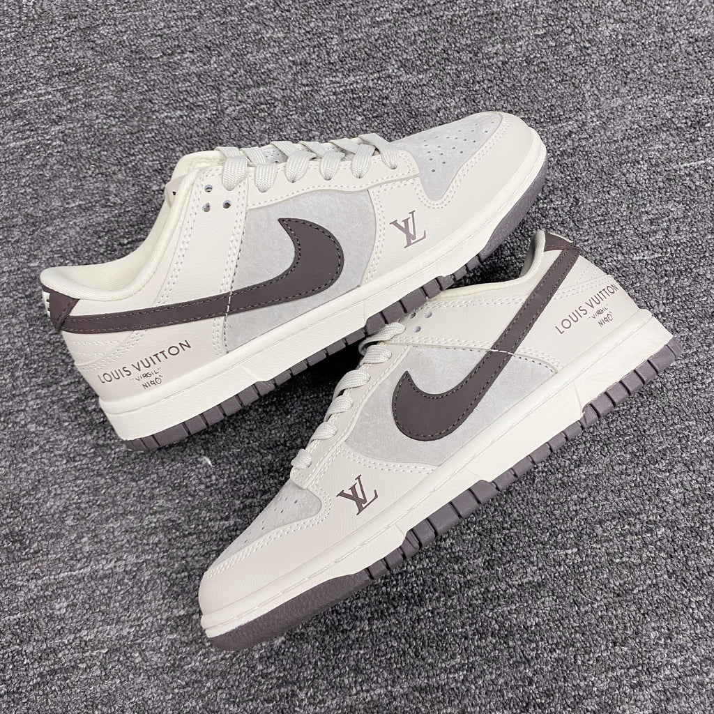 Custom Dunk Cream Dark Brown LV Logo