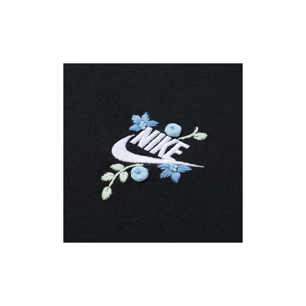 Custom Embroidery Nike Sweatshirt Black With Blue Floral Design