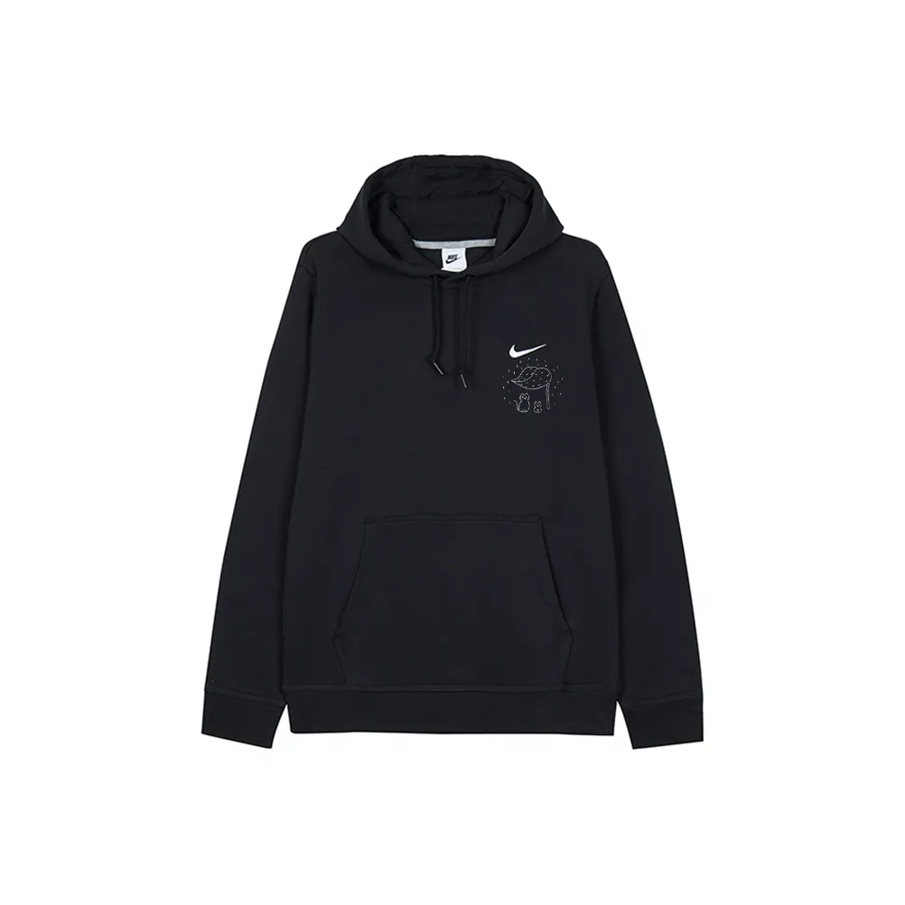 Custom Embroidery Nike Sweatshirt Black With Cat And Leaf Pattern
