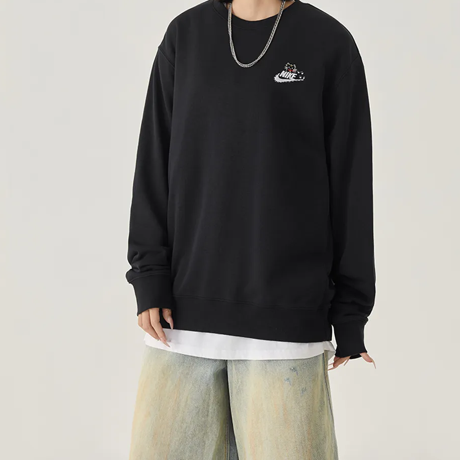 Custom Embroidery Nike Sweatshirt Black With Cat Logo