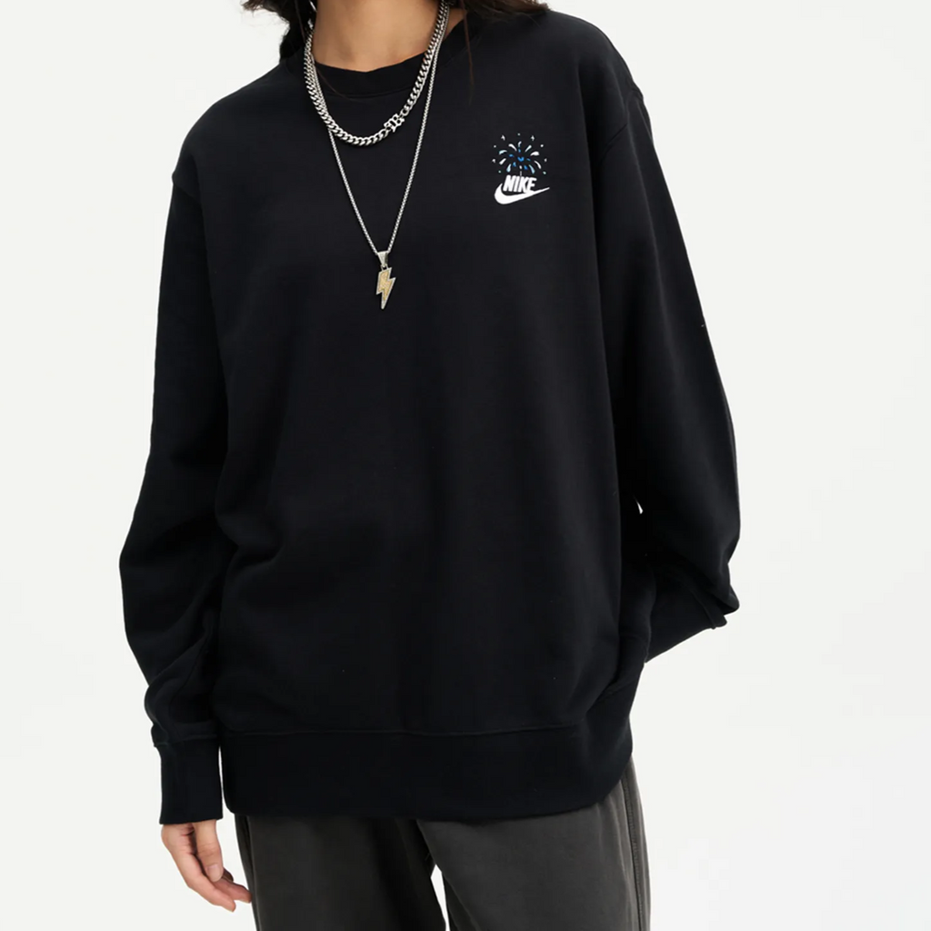 Custom Embroidery Nike Sweatshirt Black With Ccolorful Fireworks