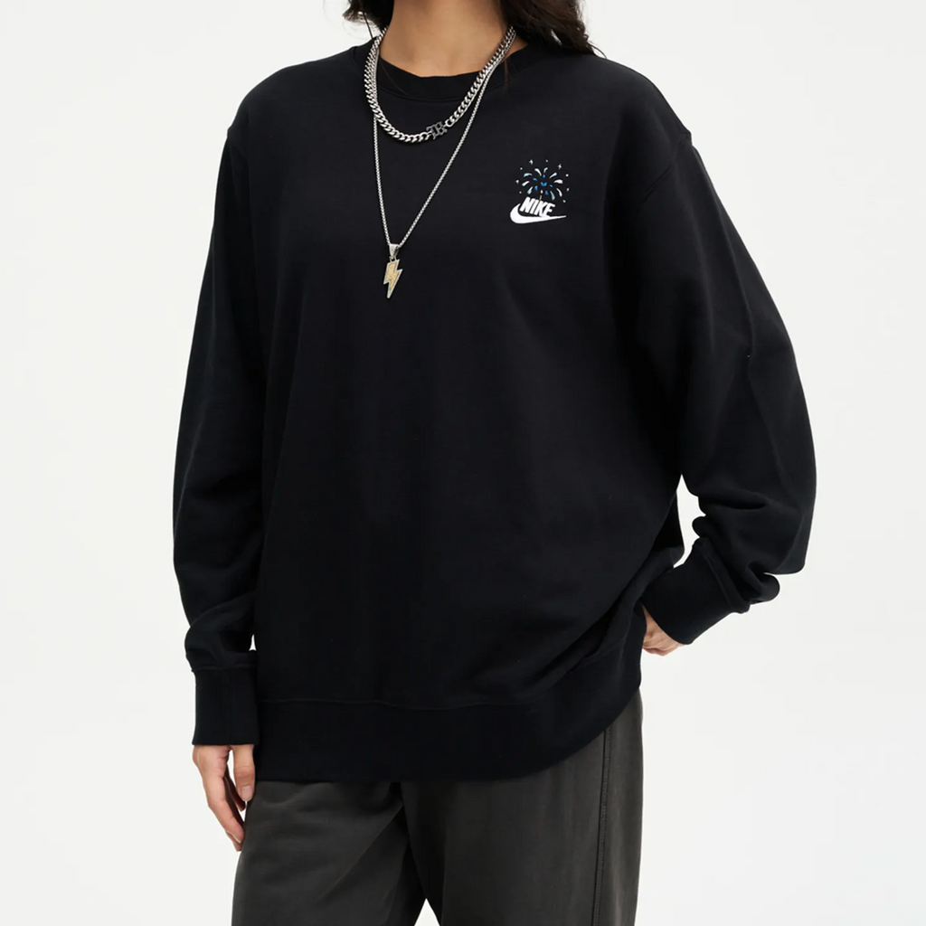 Custom Embroidery Nike Sweatshirt Black With Ccolorful Fireworks