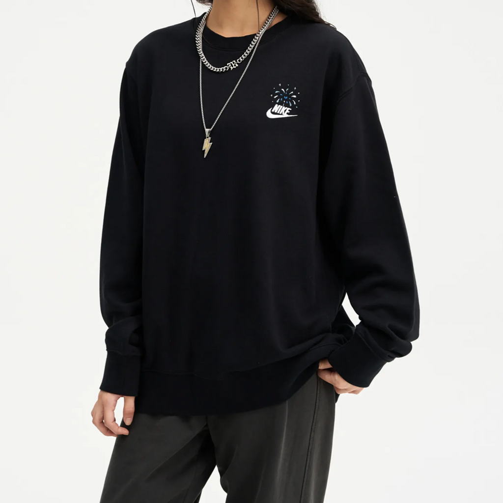 Custom Embroidery Nike Sweatshirt Black With Ccolorful Fireworks