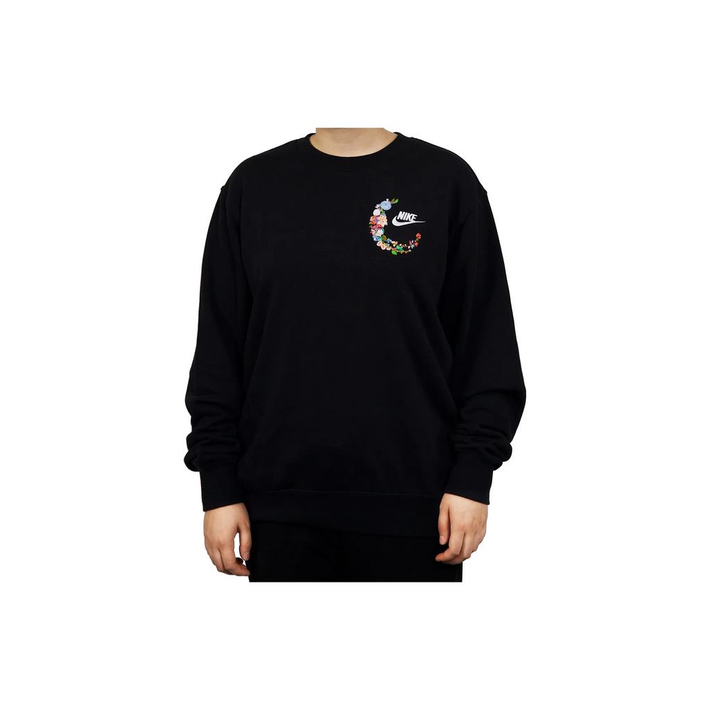 Custom Embroidery Nike Sweatshirt Black With Floral Crescent