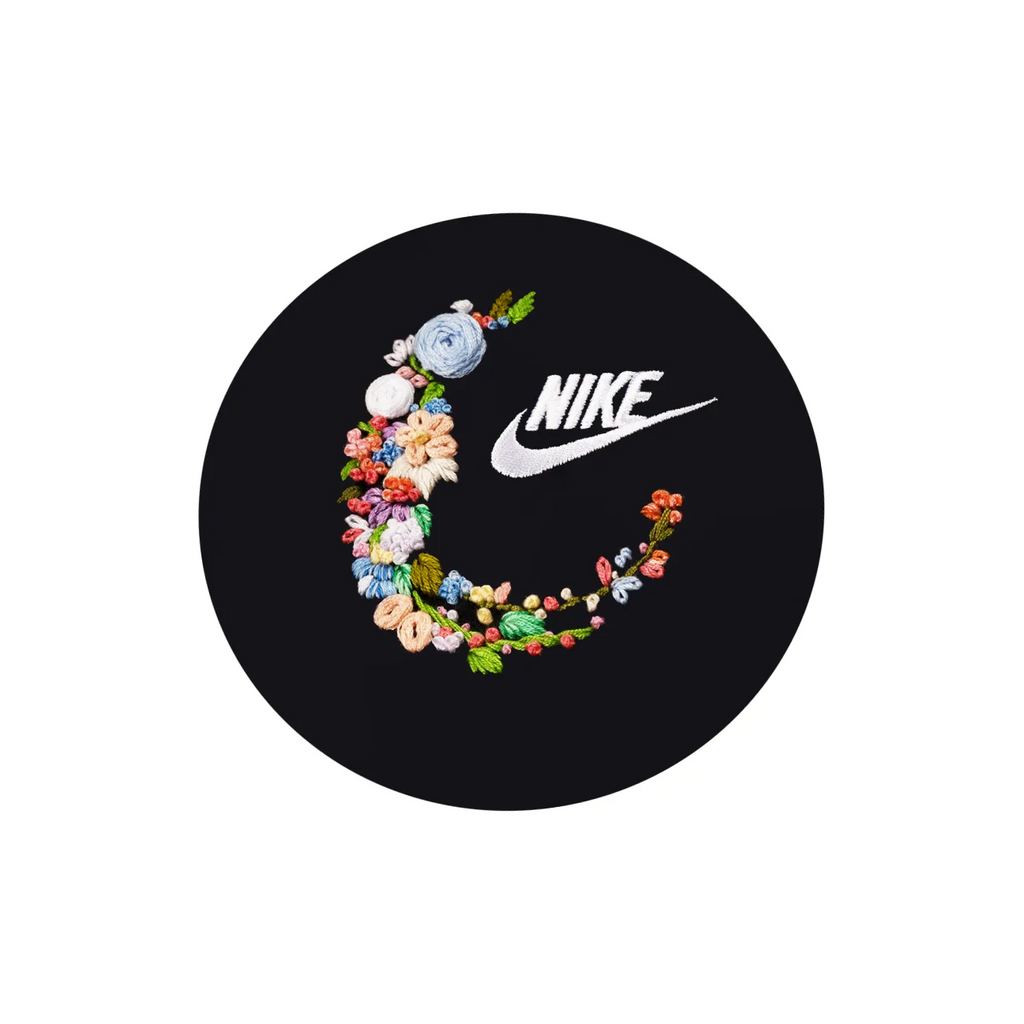 Custom Embroidery Nike Sweatshirt Black With Floral Crescent