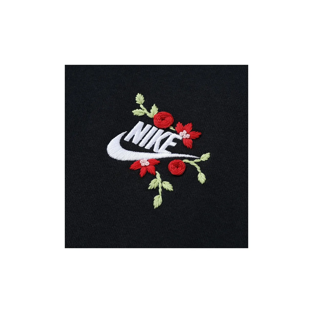Custom Embroidery Nike Sweatshirt Black With Floral Emblem