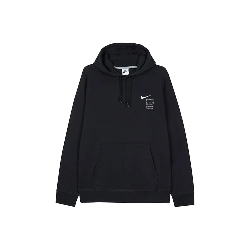 Custom Embroidery Nike Sweatshirt Black With Minimalist Cat